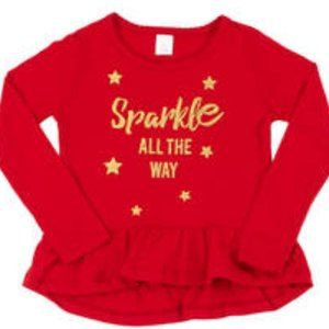 "Sparkle All The Way"  Ruffle Hem Top NWT